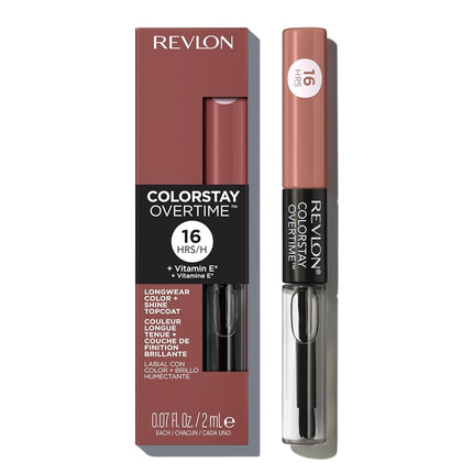 Revlon ColorStay Overtime Liquid Lipstick with Clear Lip Gloss, Lip Makeup Stocking Stuffers for Women, With Vitamin E, Unstobbale Nude (540), 0.07 Oz