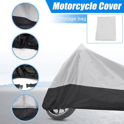 uxcell Motorcycle Cover Motorbike Cover Rain Dust Protector XXXL for Harley Touring Road King Electra Glide Street Glide Full Dress Cruiser Silver Tone Black 190T