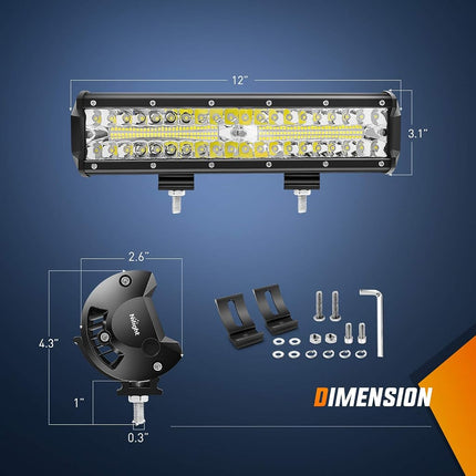Nilight Led Light Bar 12Inch 300W Triple Row Flood Spot Combo 30000LM Bar Driving Boat Lighting Led Off Road Lights for Trucks