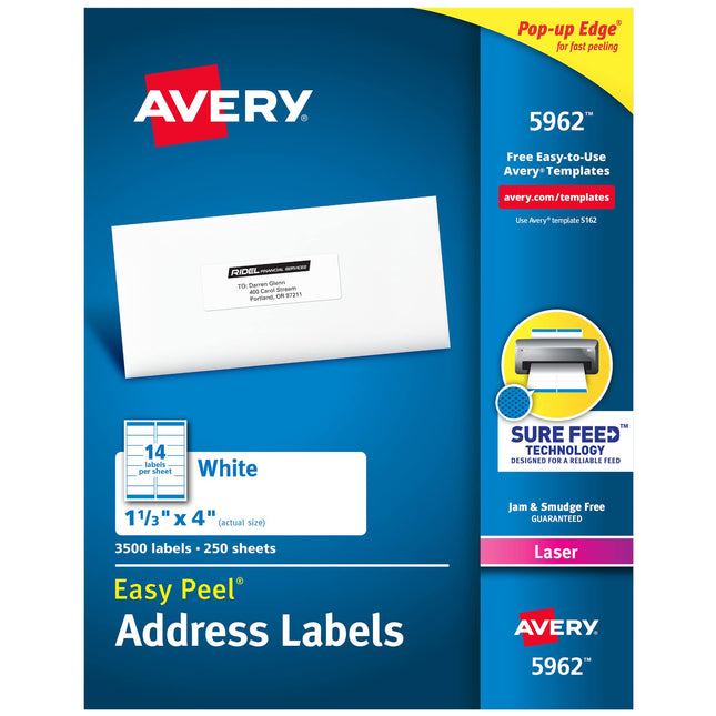Avery Easy Peel Address Labels for Laser Printers 