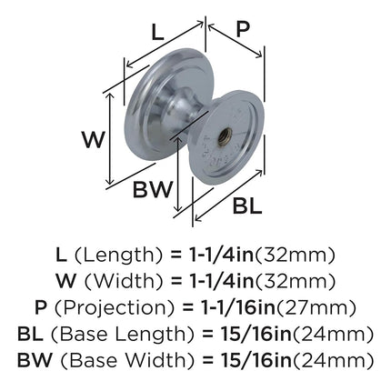 Amerock | Cabinet Knob | Polished Chrome | 1-1/4 inch (32 mm) Diameter | Ravino | 1 Pack | Drawer Knob | Cabinet Hardware