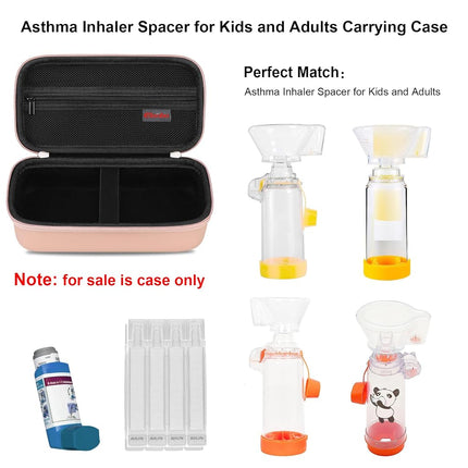 Elonbo Carrying Case for Asthma Inhaler, Inhaler Spacer for Kids and Adults, Masks, Inhaler Holder Asthma Travel Organize Bag, Pocket Fits Allergy Meds, Ventolin Inhaler, Rose Gold (Case Only)