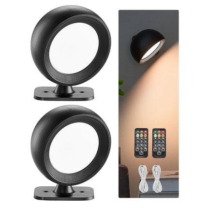VEVOR 2PCS LED Wall Sconces, Rechargeable Battery Operated Wall Sconces Lamps with Remote Control, 360� Rotation Dimmable Wireless Wall Lights with Adjustable Color Temps, Brightness & 4-Level Timer