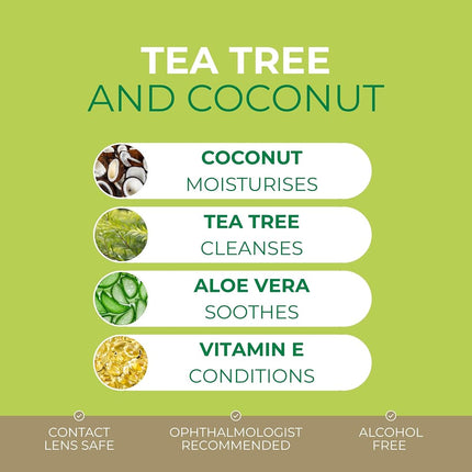 NOVEHA Tea Tree & Coconut Oil Eyelid & Lash Wipes | For Demodex, Blepharitis & Itchy Eyes - Effective Eyelash Wipes With Aloe Vera, Natural Makeup Remover & Daily Eye Cleanser - 60PCS (Pack of 3)