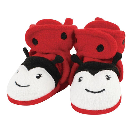 Hudson Baby baby-girls Cozy Fleece Booties, Ladybug Bee, 2 Toddler