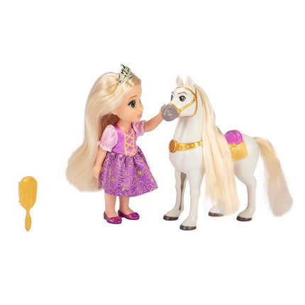 Disney Princess Rapunzel Doll and Maximus Petite Gift Set, 6” / 15cm Tall Rapunzel in Iconic Purple Dress, Hair Brush Included for Added Play, Ideal For Ages 3+