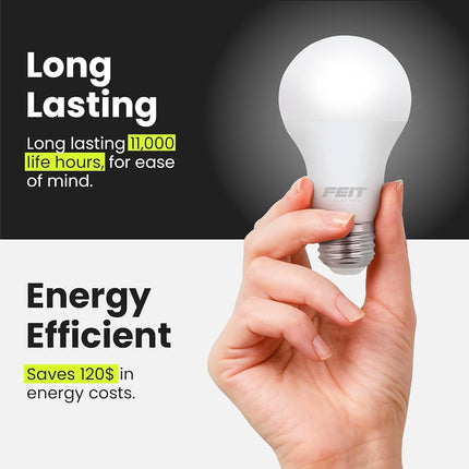 Feit Electric LED Light Bulbs, 60 Watt Equivalent, A19, 10 Year Life, 800 Lumen, 3000K Warm White, Non-Dimmable | 24-Pack