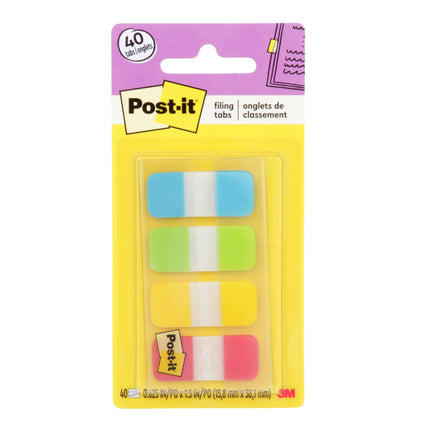 Post-it Tabs, 5/8" Solid, Aqua, Yellow, Pink, Purp