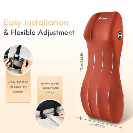 FLORICH 2-in-1 Lumbar Support with Headrest Pillow for Car Ergonomic Memory Foam Car Seat Back Cushion Integrated Lumbar Pillow with Car Neck Pillow for Driving Seat Relief Back Sciatica Pain, Red