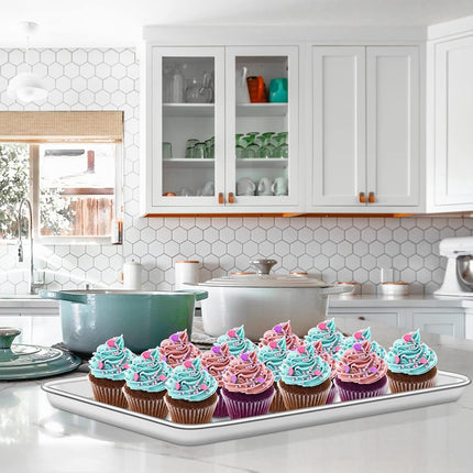Deedro Baking Sheet & Rack Set [2 Sheets + 2 Racks], Stainless Steel, 16 x 12 x 1 Inch, Heavy Duty, Non-Toxic, Easy Clean