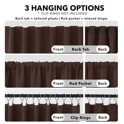 Deconovo Room Darkening Curtains - 52x72 Inch Back Tab and Rod Pocket Blackout Curtains, 2 Panels Panels, Chocolate Color, Thermal Insulated Curtains for Bedroom