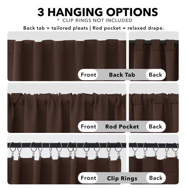 Deconovo Room Darkening Curtains - 52x72 Inch Back Tab and Rod Pocket Blackout Curtains, 2 Panels Panels, Chocolate Color, Thermal Insulated Curtains for Bedroom