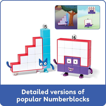 hand2mind Numberblocks Friends Fifteen and Sixteen Figure Pack, Number and Counting Toys for Toddlers, Play Figure Playsets, Small Figurines for Kids, Kindergarten Math and Pretend Play Toys