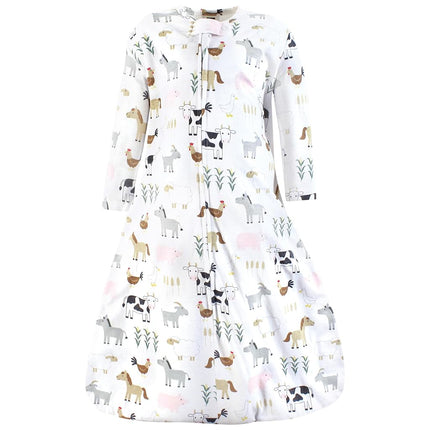 Gigoteuse en Jersey de Coton à Manches Longues Hudson Baby Unisexe pour Bébé, Sac de Couchage, Couverture, Mignonne Ferme, 0-6 Mois