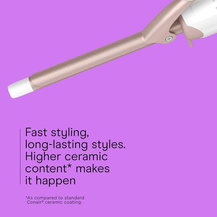 Conair Double Ceramic 1/2-Inch Curling Iron with Bonus Claw Clip, 0.5" Barrel Produces Spiral Curls – for use on Short to Medium Hair