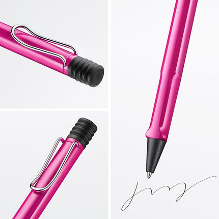 Lamy safari pink - Ballpoint Pen with ergonomic grip & line width M - for pleasant long writing - made of robust ASA plastic – including large capacity refill M 16 in blue
