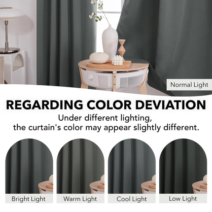 Deconovo Back Tab and Rod Pocket Short Blackout Curtains for Kitchen Window Room Darkening Drapes 42Wx54L Inch Dark Grey 2 Panels