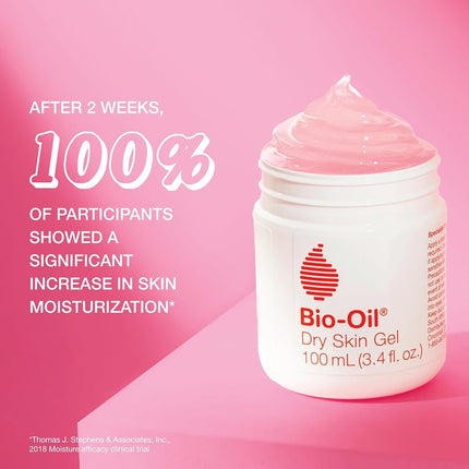 Bio-Oil Dry Skin Gel, Face and Body Moisturizer, Fast Absorbing Hydration, with Soothing Emollients and Vitamin B3, Non-Comedogenic, 3.4 Oz