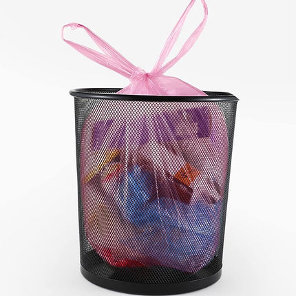 4 GALLON Bathroom Trash Bags , 5 Rolls/100 Counts Small HANDLES Garbage Bags for Office, Kitchen,Bedroom Waste Bin,Colorful Portable Strong Rubbish Bags (Pink 300 Counts)