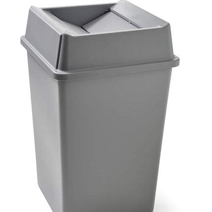 Rubbermaid Commercial Products FG266400GRAY, 20 1/8 inch HIPS Untouchable Square Trash Can Swing Top - Grey