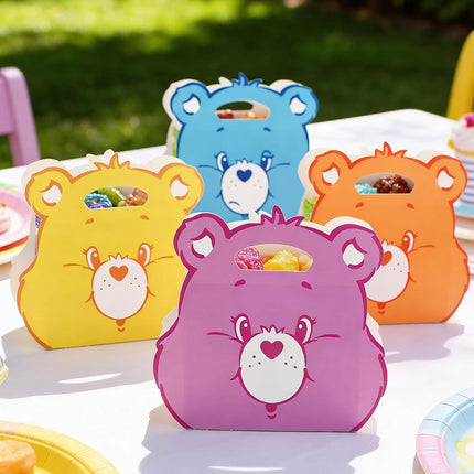 Care Bears™ Party Cardstock Favor Boxes - 11" x 9" (8 Count) - Easy-to-Assemble Goodie Bags for Birthday Treats. Playdates & Treat Tables