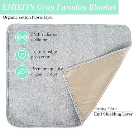 EMIKITS Faraday Blanket for Protection While Using Your Laptop and Phone, Cotton with Faraday Diamond Lattice Fabric Mat Grey 21" x 18"