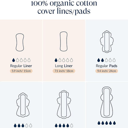 Rpe Life 100% Organic Panty Liners for Women-120ct, Ultra Thin Cotton Cover, Regular Pantiliners, Light Absorbency, Unscented Barely There Pantie Liners (Regular Liner, Size 1, 120ct)