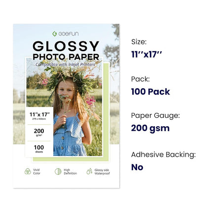 11x17 Photo Paper Glossy, Goefun 54 LB Photo Printer Paper 100 Sheets