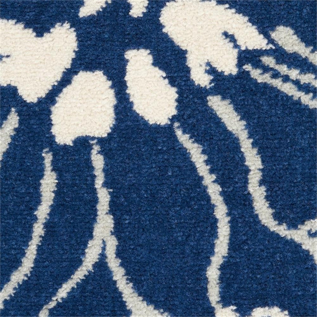 Nourison Home Passion 6' Runner Navy Ivory Fabric Contemporary Area Rug (6' Runner)
