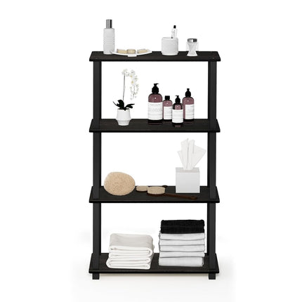 Furinno TURN-S-TUBE 4-Tier Tool-Free Corner Open Shelf, Espresso