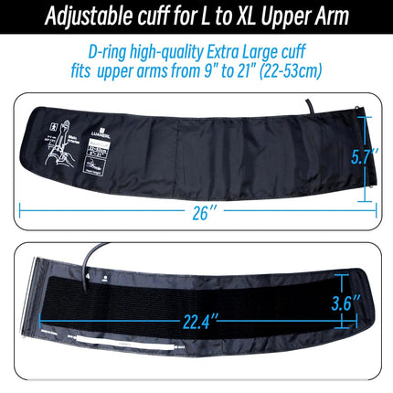 LUANERL Manual Blood Pressure Cuff Adult 9”-21” Inches (22-53CM) (Large/XL)- Aneroid Sphygmomanometer -Extra Large with Integrated Bulb, Dial and Air Valve, Comfort Cuff | for Clinical or Home Use