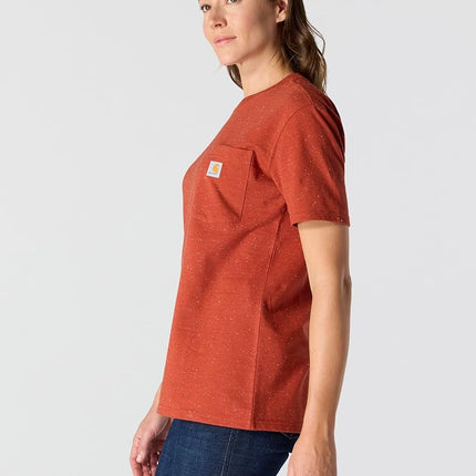 Carhartt Women's Loose Fit Heavyweight Short-Sleeve Pocket T-Shirt, Spice Red Nep, XS