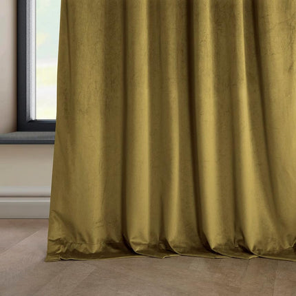HPD Half Price Drapes Heritage Plush Velvet Curtains 108 Inches Long Room Darkening Curtains for Bedroom & Living Room 50W x 108L, (1 Panel), Peat Green