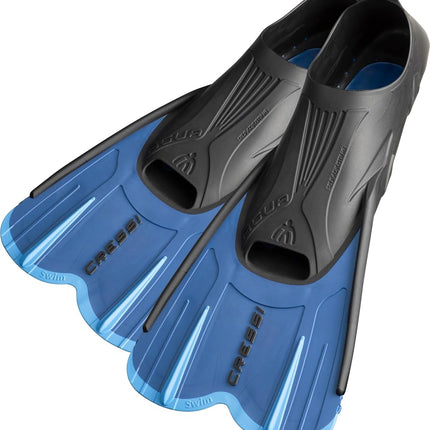 CRESSI Agua Short Fins Blue 10/11 (45/46 EU) - Self Adjusting Short Fins for Diving, Apnea, Snorkeling and Swimming, Blue, 10/11 (45/46 EU)