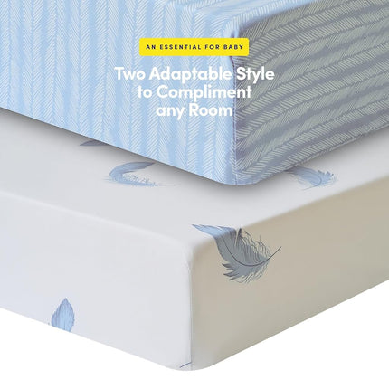2 Pack Crib Sheets for Boys & Girls – Snug Full Elastic Fit for Standard Crib Mattresses (28″×52″) – Stylish Zoo Animals, Feathers, Gingham & Petals, Watercolor Vines Prints, Feathers & Arrowhead