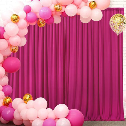 AK Trading CO. 10 feet x 10 feet IFR Polyester Backdrop Drapes Curtains Panels with Rod Pockets - Wedding Ceremony Party Home Window Decorations - Fuchsia
