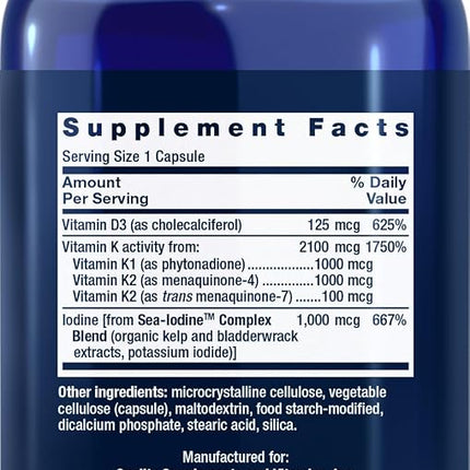 Life Extension Vitamins D and K with Sea-Iodine, 90 Caps (Pack of 2)