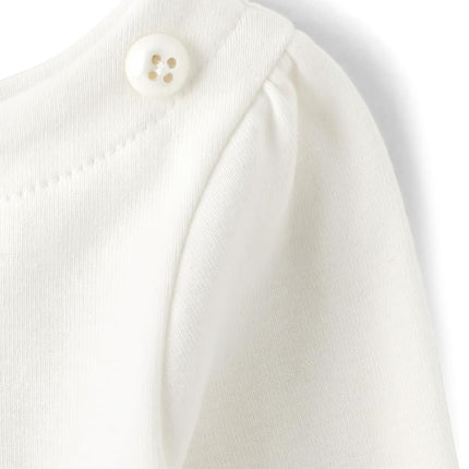 Gymboree Girls' and Toddler Embroided Graphic Long Sleeve T-Shirts, Vanity White, 12-18 Months