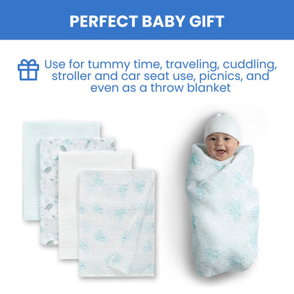 Delta Children 100% Cotton Muslin Baby Receiving Blankets for Girls and Boys � 47x47 Inches (Pack of 4), Sea Life