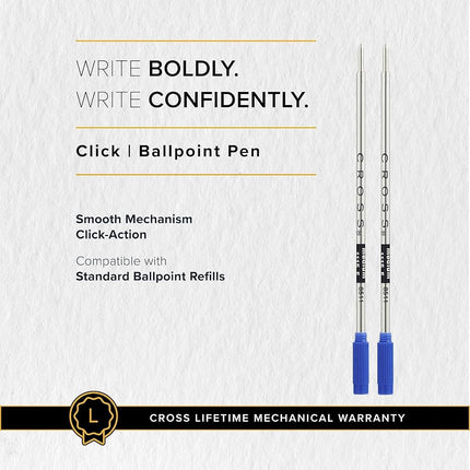 Cross Click Classic Black Ballpoint Pen with Slim Gel Refill (AT0622S-102)