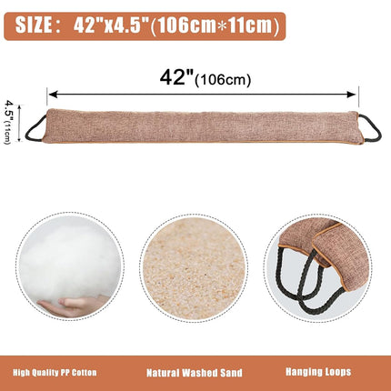 Marwood Under Door Draught Excluder 106cm Wind Stopper for Door & Window, Weighted French Air Door Draft Stopper Front Door Snake Noise Blocker for Bottom of Door - Brown 42"