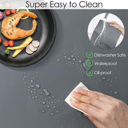 Extra Large Silicone Mat for Kitchen Counter, 31.5x16.9 Inch Heat Resistant Mat Countertop Protector, Non-Stick and Thick Silicone Pad Silicone Baking Mat for Dough and Pastry, Dark Gray