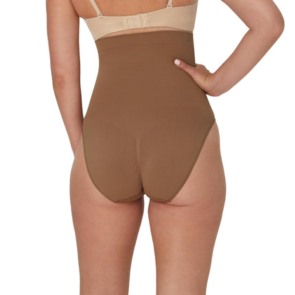 Maidenform Women's Seamless High Waist Shapewear, Soft & Lightweight Firm Control Shaping Brief, Bronzed Chestnut, XXL