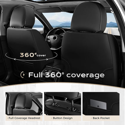 Coverado Seat Covers, Car Seat Covers Full Set, Leather Seat Covers for Cars, Car Seat Protector, Black Car Seat Covers Front Seats and Back Seats Universal Fit for Most Cars Purple