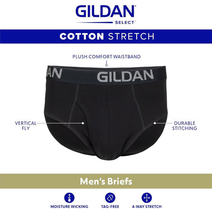Gildan Men's Cotton Stretch Brief, Artic White (5-Pack), M (Pack of 5)