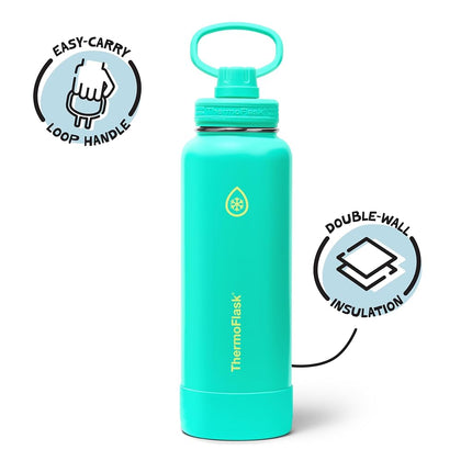 ThermoFlask 40 oz Double Wall Vacuum Insulated Stainless Steel Water Bottle with Spout Lid, Screamin' Green