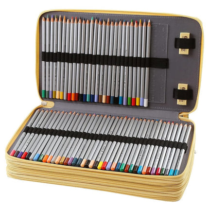 Lbxgap 300 Individual-Slots Pencil Case 4-Layer Zipped Holder w/Handle