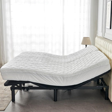 Kingnex Waterproof Split Top King Mattress Protector Pad for Adjustable Bed
