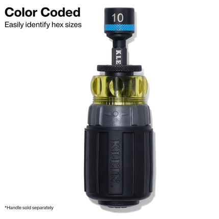 Klein Tools 32926SM 2-Inch Magnetic Power Nut Setters, Compact Impact Driver Set, Color-Coded, Metric, Impact-Rated, 6-Piece