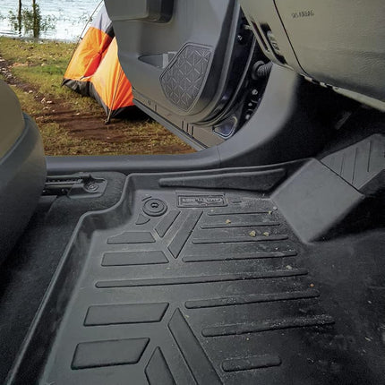 SMARTLINER Custom Fit Floor Mats 2 Row Liner Set Black Compatible with 2021-2023 Ford F-150 SuperCrew Cab with 1st Row Bucket Seats & 2nd Row Under Seat Storage